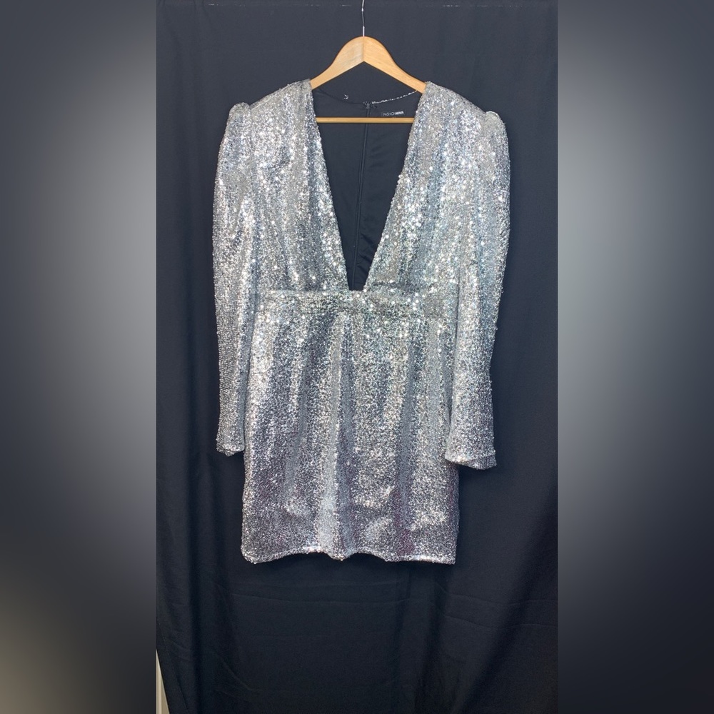 Silver sequin dress (sz XL)